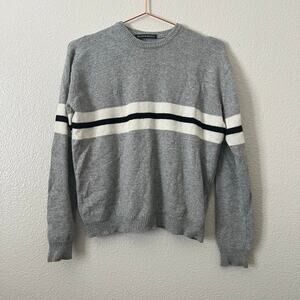 Brandy Melville cropped gray sweater white black stripe